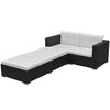 vidaXL 3-tlg. Garten-Lounge-Set mit Auflagen Poly Rattan Schwarz