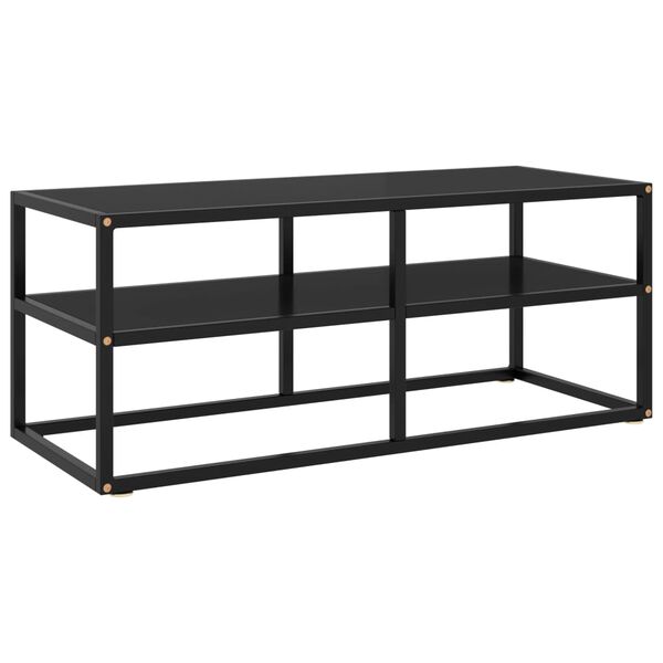 vidaXL TV-Schrank Schwarz mit Schwarzem Hartglas 100x40x40 cm