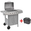 vidaXL Gasgrill 4+1 Flammen Silbern