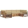 vidaXL Outdoor-Sofagarnitur 6 stk. Natur und Beige Massivholz Akazie