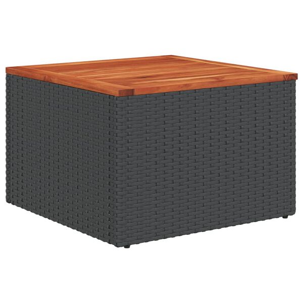 vidaXL Gartentisch Schwarz 55 x 55 x 37 cm Poly Rattan und Akazienholz
