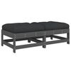 vidaXL Gartenhocker mit Kissen 2 Stk. Grau Massivholz Kiefer