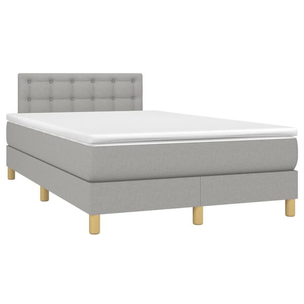 vidaXL Boxspringbett mit Matratze Hellgrau 120x190 cm Stoff