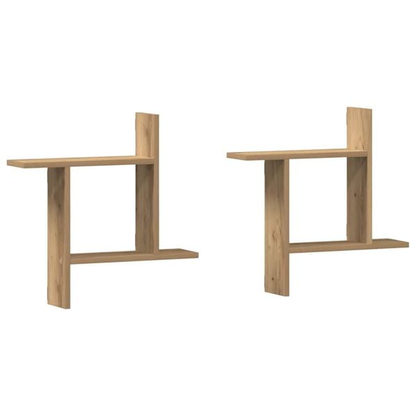 vidaXL Wandregale 2 Stk. Artisan-Eiche 50x12x50 cm Holzwerkstoff