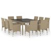 vidaXL 11-tlg. Garten-Essgruppe Poly Rattan Beige