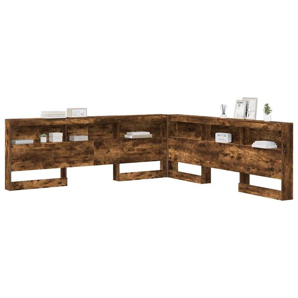 vidaXL Aufbewahrungskopfteil Ger&auml;ucherte Eiche 200 cm Holzwerkstoff