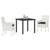 vidaXL Garten Essgruppe mit Kissen 3 pcs Wei&szlig; Poly-Rattan