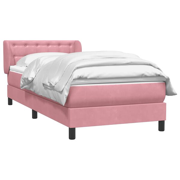 vidaXL Boxspringbett mit Matratze Rosa 80x210 cm Samt