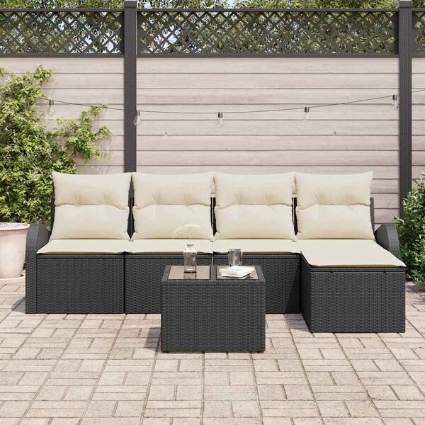 vidaXL Gartensofa-set Schwarz Poly-Rattan