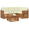 vidaXL Outdoor-Sofagarnitur 5 pcs Natur und Creme Massivholz Akazie
