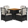 vidaXL 5-tlg. Garten-Essgruppe mit Kissen Schwarz Poly Rattan
