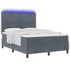 vidaXL LED Boxspringbett mit Matratze Dunkelgrau 140 x 200 cm Stoff