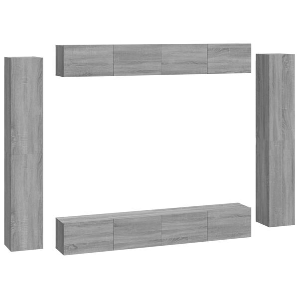 vidaXL 8-tlg. TV-Schrank-Set Grau Sonoma Holzwerkstoff