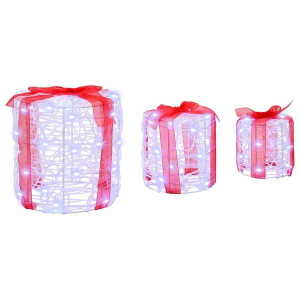 vidaXL Geschenkbox Dekoration 3 pcs Kaltweiß 20 x 20 x 21 cm Acryl