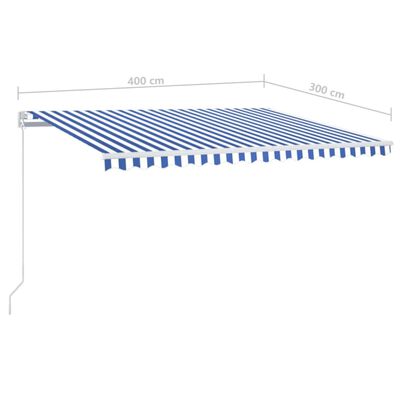 vidaXL Markise Manuell Einziehbar mit LED 400x300 cm Blau und Weiß