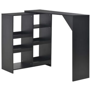 vidaXL Bartisch mit Beweglichem Regal Schwarz 138x39x110 cm