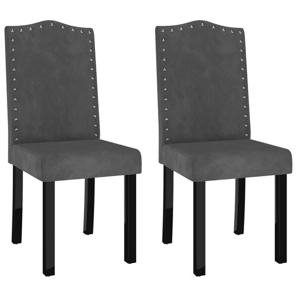 vidaXL Esszimmerst&uuml;hle 2 Stk. Dunkelgrau Samt