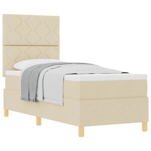 vidaXL Boxspringbett mit Kopfteil Creme 80 x 200 cm Stoff