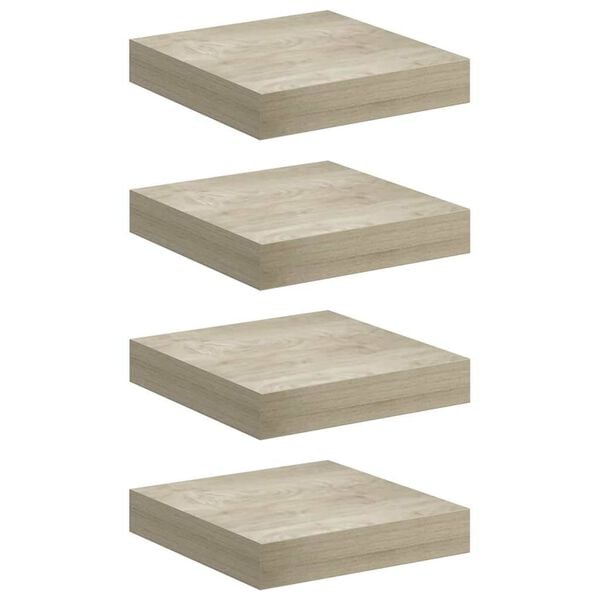 vidaXL Schwebende Wandregale 4 Stk. Eichefarben 23x23,5x3,8cm MDF
