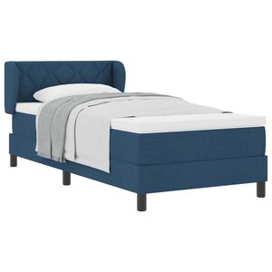 vidaXL Boxspringbett mit Matratze mit Kopfteil Blau 90 x 200 cm Stoff