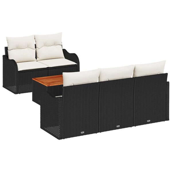 vidaXL Gartensofa-set mit Kissen 6 pcs Schwarz Poly-Rattan