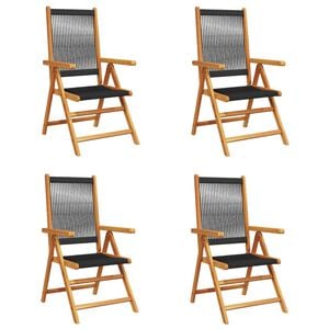 vidaXL 4-teiliges Set verstellbarer Klappst&uuml;hle aus schwarzem Massivholz (Akazie)