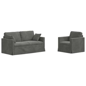 vidaXL Sofa Set 2 pcs Dunkelgrau 158 x 78 x 80 cm Samt