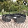 vidaXL 12-tlg. Garten-Lounge-Set mit Kissen Grau Poly Rattan