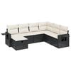 vidaXL 7-tlg. Garten-Sofagarnitur mit Kissen Schwarz Poly Rattan