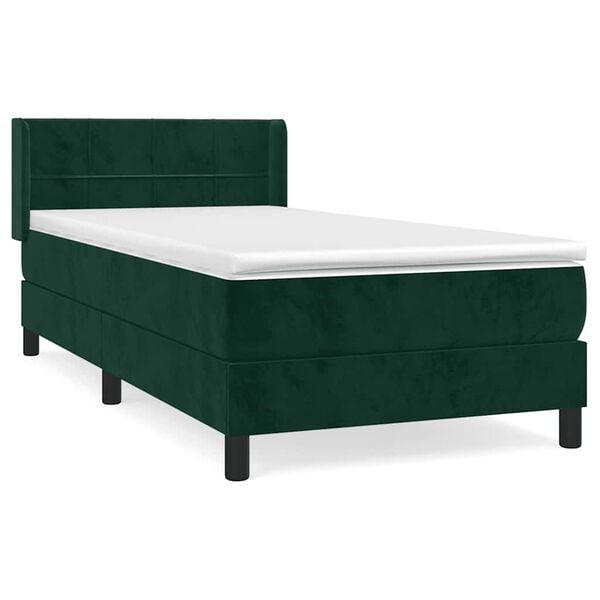 vidaXL Boxspringbett mit Matratze Dunkelgr&uuml;n 100x200 cm Samt