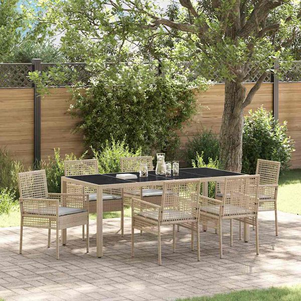 vidaXL Garten Essgruppe 7 pcs Beige Poly-Rattan