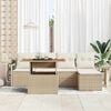 vidaXL Garten-Sofa-Set mit Speicher 6 pcs Beige Poly Rattan