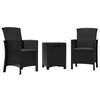 vidaXL 3-tlg. Garten-Lounge-Set mit Kissen PP Rattan Graphit