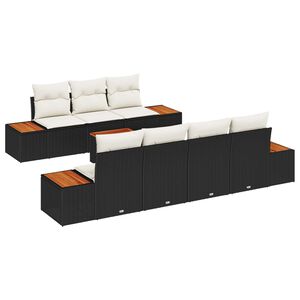 vidaXL Garten-Sofa-Set mit Kissen 8 pcs Schwarz Poly Rattan