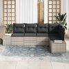 vidaXL Garten-Sofa-Set mit Kissen 5 pcs Hellgrau Poly-Rattan