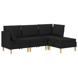 vidaXL Modular Sofa Set mit Stauraum 4 stk. Schwarz Stoff