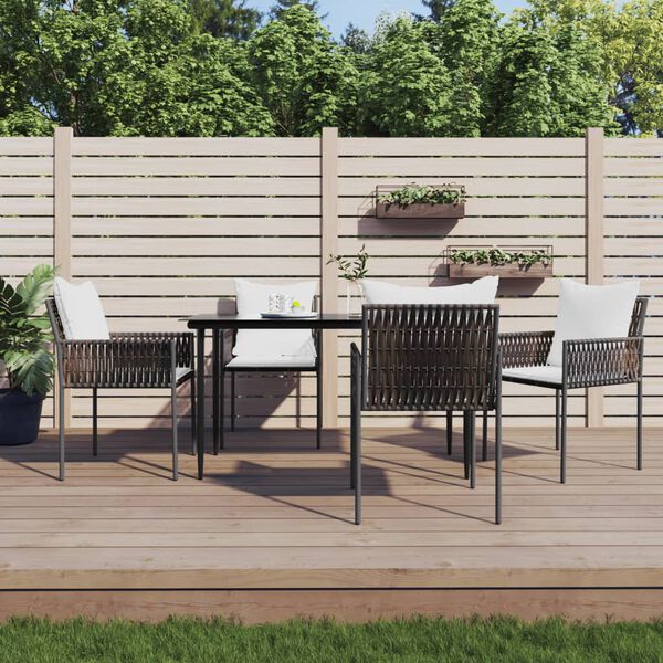 vidaXL 5-tlg. Garten-Essgruppe mit Kissen Poly Rattan und Stahl