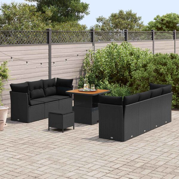 vidaXL Gartensofa-set 10 pcs Schwarz Poly-Rattan
