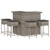 vidaXL 5-tlg. Gartenbar-Set mit Kissen Grau Poly Rattan