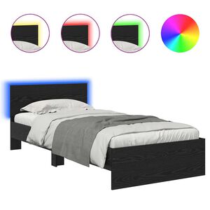 vidaXL Bettrahmen Schwarz Eichen-Optik 90 x 190 cm Holzwerkstoff