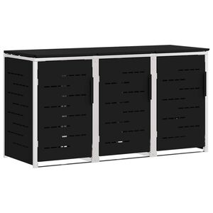 vidaXL M&uuml;lltonnenbox for 3 Bins 240L Edelstahl Schwarz
