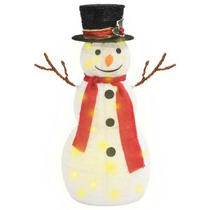 vidaXL LED-Schneemann Weihnachtsfigur Luxus-Stoff 60 cm