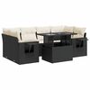 vidaXL 7-tlg. Garten-Sofagarnitur mit Kissen Schwarz Poly Rattan