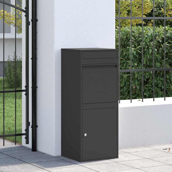 vidaXL Paketdrop-Box mit Speicher Schwarz 41 x 38 x 103 cm Stahl