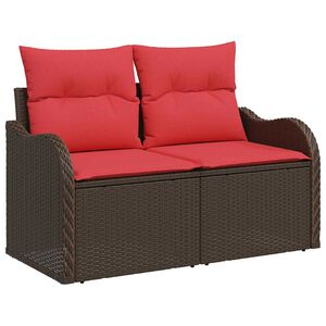 vidaXL Garten-Sofa mit Kissen 121 x 62 x 69 cm Poly-Rattan