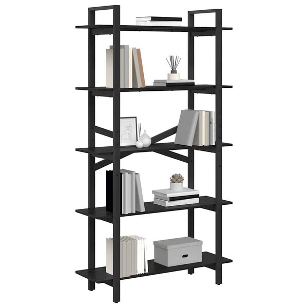 vidaXL B&uuml;cherregal Schwarz Eichen-Optik 100 x 33,5 x 178 cm