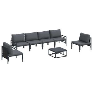 vidaXL Gartensofa-set mit Kissen 7 pcs Schwarz Stahl