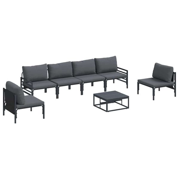 vidaXL Gartensofa-set mit Kissen 7 pcs Schwarz Stahl