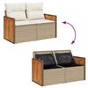 vidaXL 4-tlg. Garten-Sofagarnitur mit Kissen Beige Poly Rattan