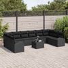 vidaXL Sofa Set mit Kissen mit Speicher 11 pcs Schwarz Poly-Rattan